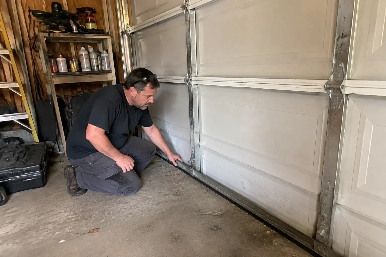 Illustrative garage doors scene; not an actual job — Garage Door Roller Replacement, Waterloo